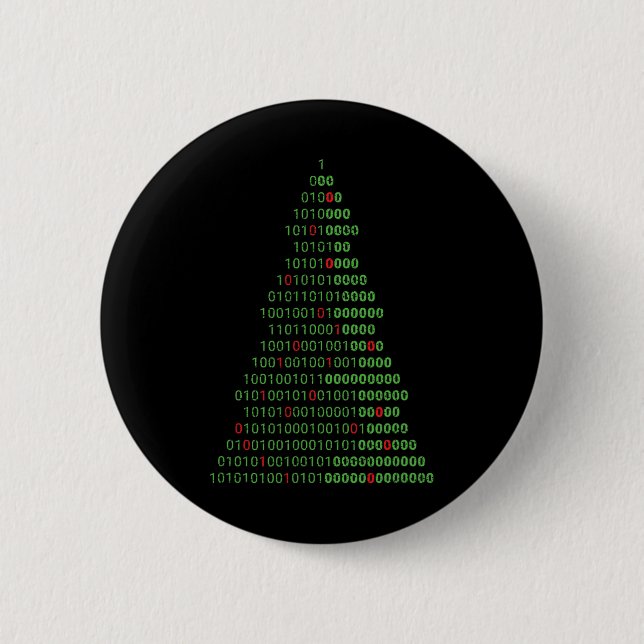 Fun Binary Christmas Tree Computer Programmers And Button (Front)
