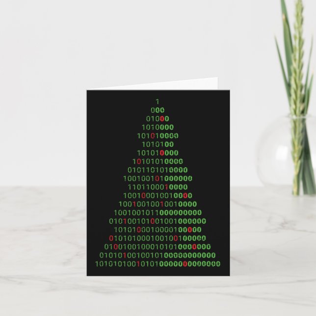 Fun Binary Christmas Tree Computer Programmers And Card (Front)