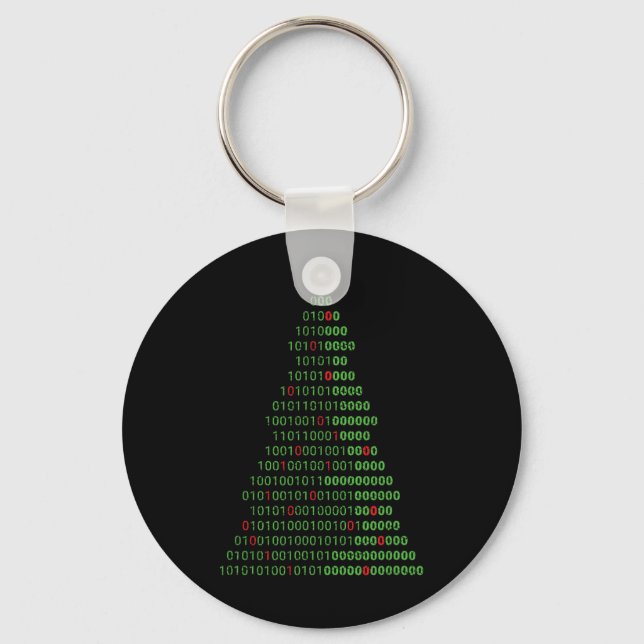 Fun Binary Christmas Tree Computer Programmers And Keychain (Front)