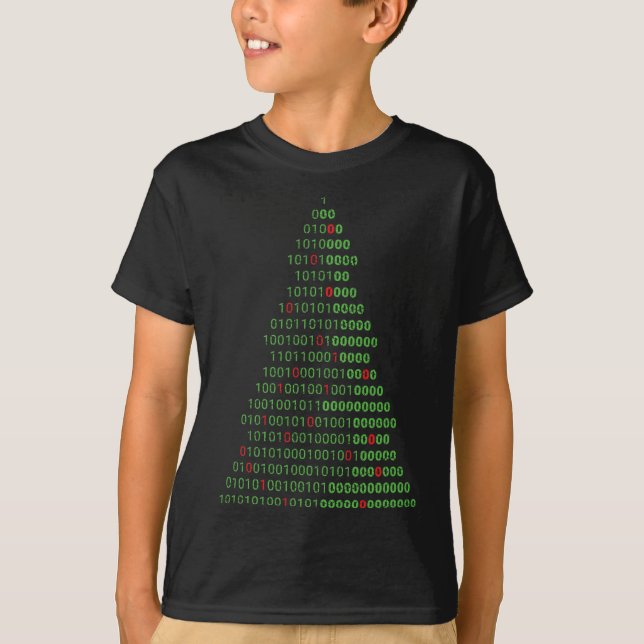 Fun Binary Christmas Tree Computer Programmers And T-Shirt (Front)