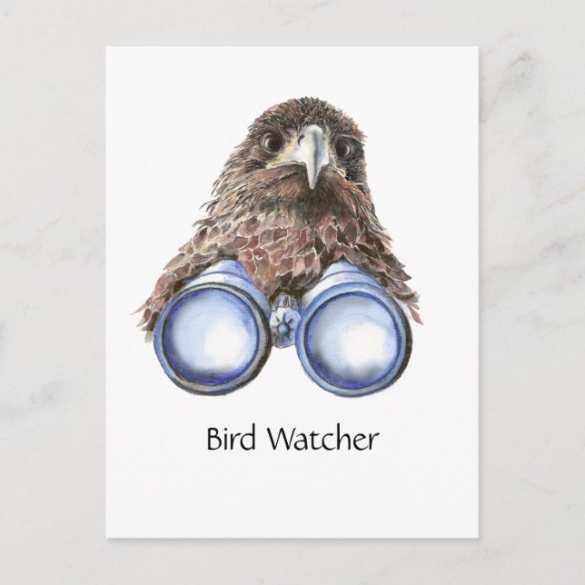 Fun Bird Watching Quote Pun Hawk Binoculars Postca Postcard (Front)