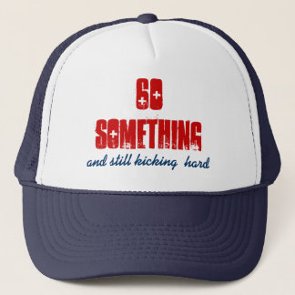 Fun BIrthday 60 Something Blue Red Trucker Hat