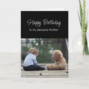 Fun Birthday Awesome Brother Cute Teddy Bear Card