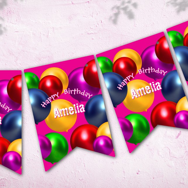 Fun Birthday Balloons Personalized  Bunting Flags (Creator Uploaded)