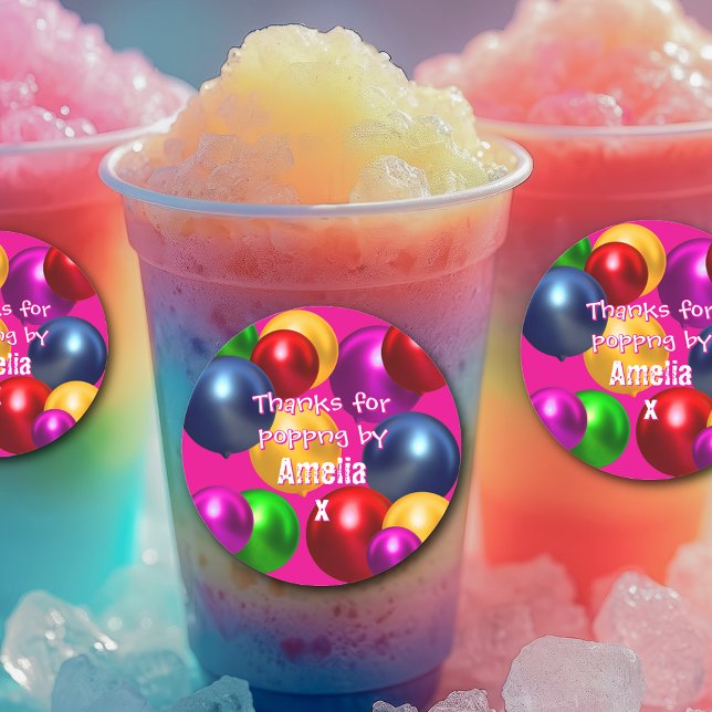 Fun Birthday Balloons Personalized Favor Classic Round Sticker (Creator Uploaded)