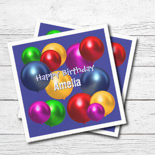 Fun Birthday Balloons Personalized Napkins