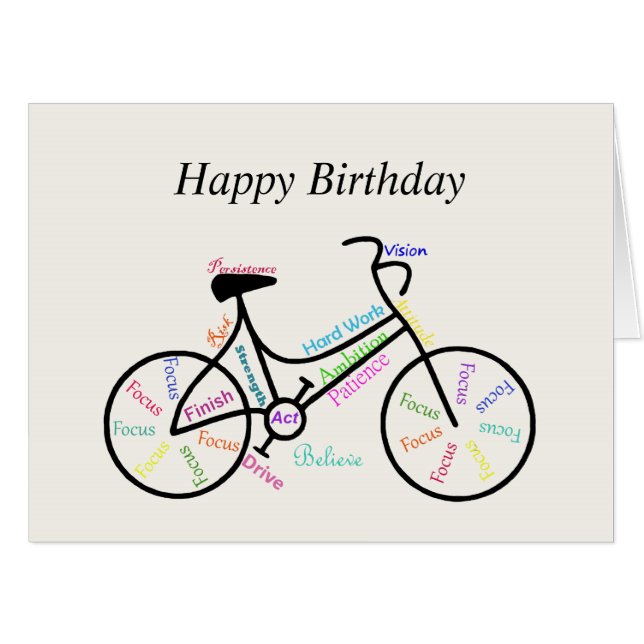 Fun Birthday Bike, Cycling, Sport, Hobby Card (Front Horizontal)