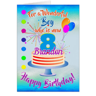 FUN BIRTHDAY BOY - BLUE / BLUE PERSONALIZED CARDS