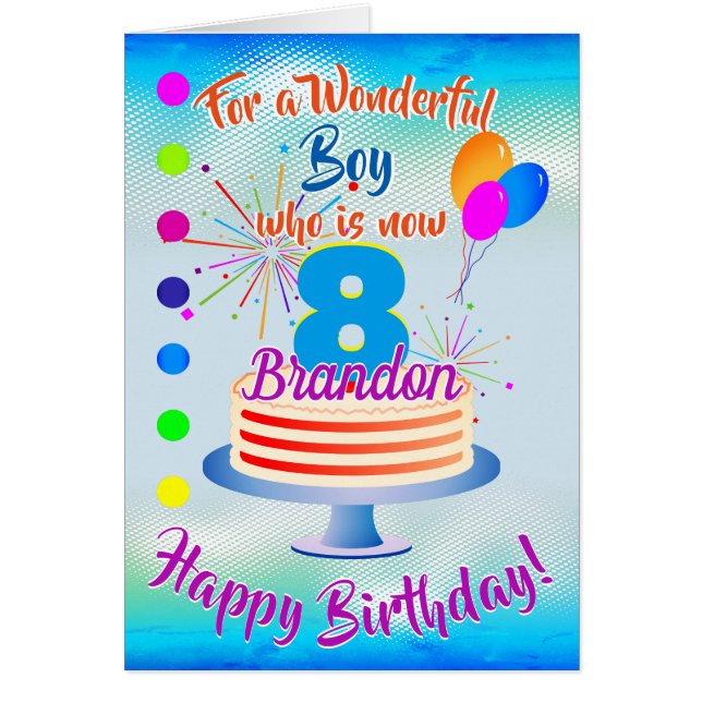 FUN BIRTHDAY BOY - BLUE / BLUE PERSONALIZED CARDS (Front)