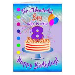 FUN BIRTHDAY BOY - BLUE / PURPLE PERSONALIZED CARDS