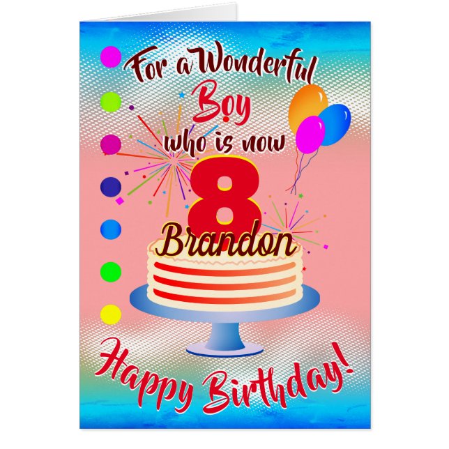 FUN BIRTHDAY BOY - BLUE / RED PERSONALIZED CARDS (Front)