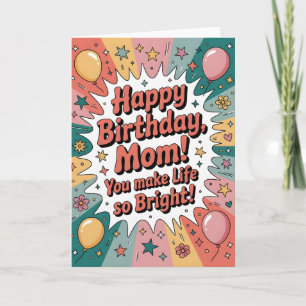 Fun Birthday Card for Mom – Colorful Retro