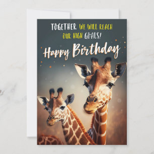 Fun Birthday Card With Two Giraffes