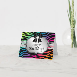 Fun Birthday Card Zebra Rainbow Jewelry