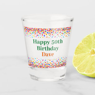 Fun Birthday Colorful Confetti Add Name Age Shot Glass