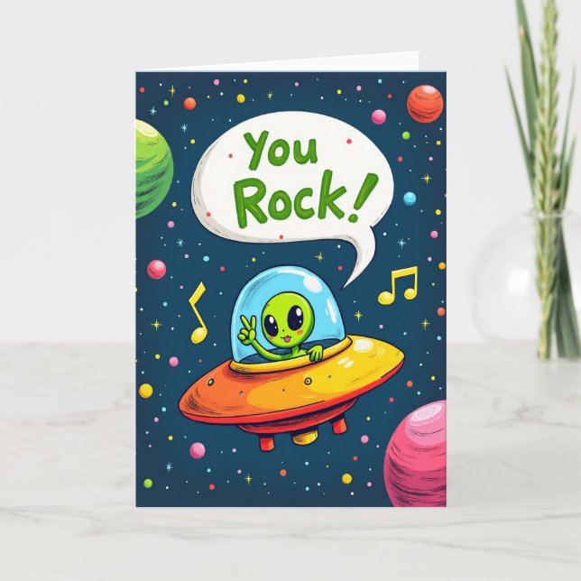 Fun Birthday Cosmic Alien Card (Front)