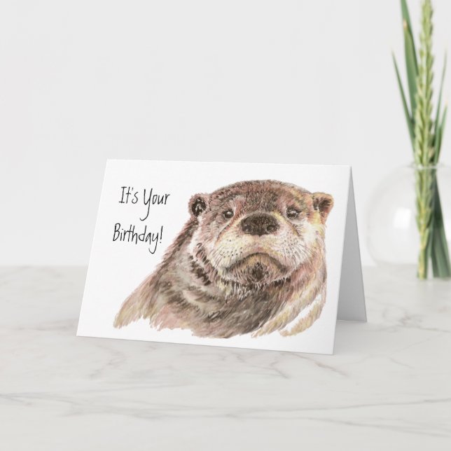 Fun Birthday Cute Otter Nature, Wildlife Card (Front)
