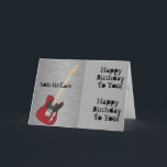 Fun, birthday for a son-in-law, red guitar. card<br><div class="desc">A red guitar on gray ready to wish any rocker son-in-law a happy rockin' birthday. My Funny Mind Greetings.</div>
