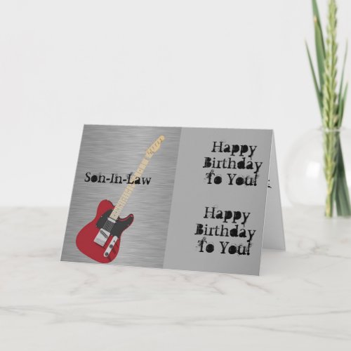 Fun birthday for a son_in_law red guitar card