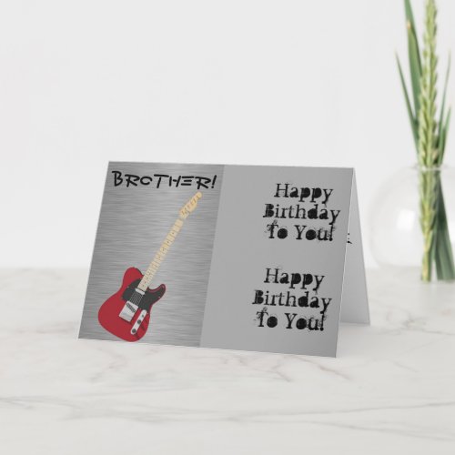 Fun birthday greeting for brother red guitar card