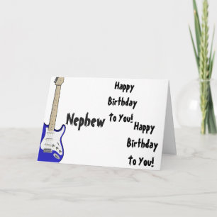 Fun, birthday greeting for nephew, blue guitar. card