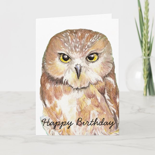 Fun Birthday Humor Owl, Bird, Nature, Wildlife Card (Front)