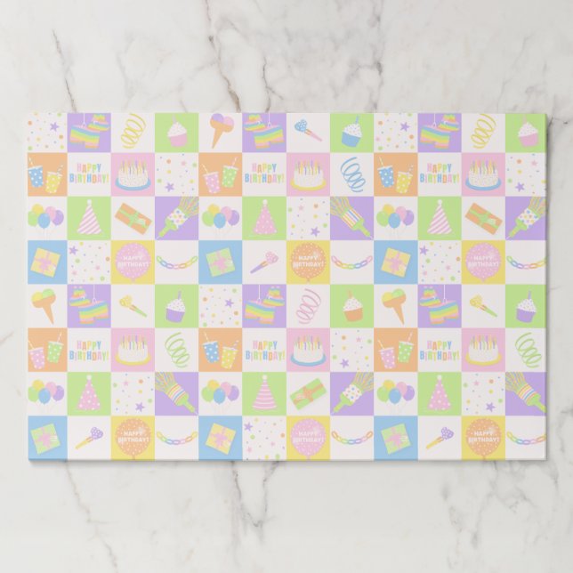 Fun Birthday Icons Paper Placemats (Front)