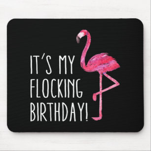 Fun Birthday Men Women Pink Watercolor Flamingo Te Mouse Pad