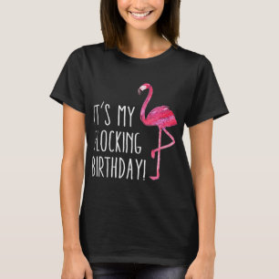Fun Birthday Men Women Pink Watercolor Flamingo Te T-Shirt
