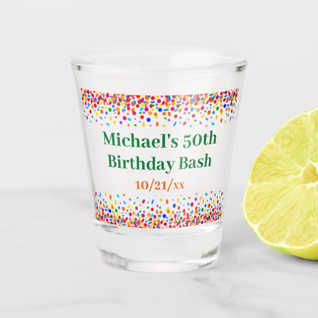 Fun Birthday Party Favor Colorful Confetti Shot Glass (Front)