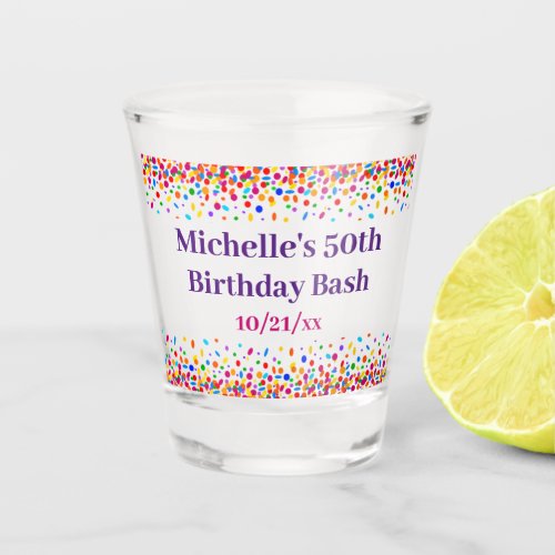 Fun Birthday Party Favor Colorful Confetti Shot Glass