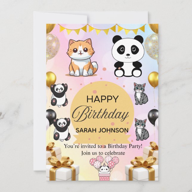 Fun Birthday Party Invitation | Colorful Modern  (Front)