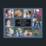 Fun Birthday Photo Collage  Postcard<br><div class="desc">Fun Happy Birthday Ten Photo Collage Blue Postcard.</div>