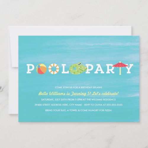 Fun Birthday Pool Party Invitation