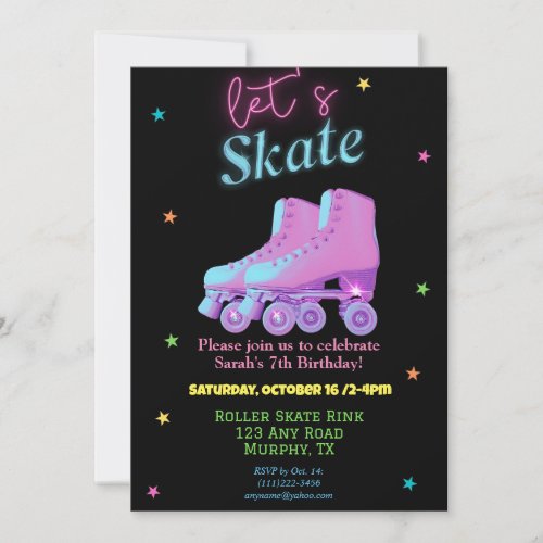 Fun Birthday Skate Party Invites