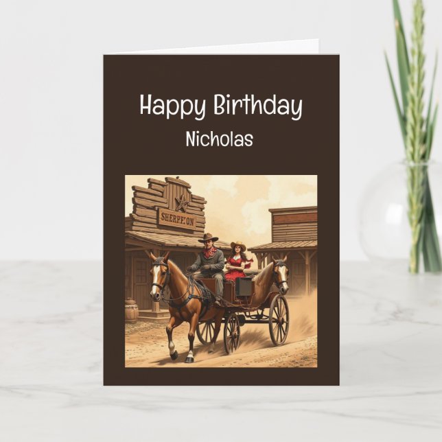Fun Birthday Western Wild West AI Humor Card (Front)