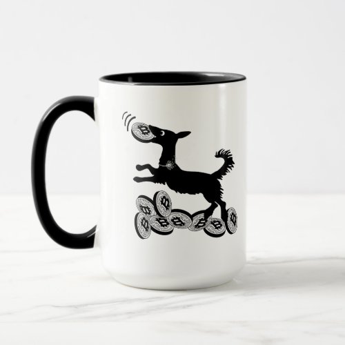 Fun Bitcoin Frisbee Catching Dog Mug