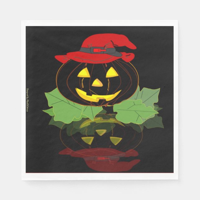 Fun Black And Orange Halloween Party Napkins (Front)