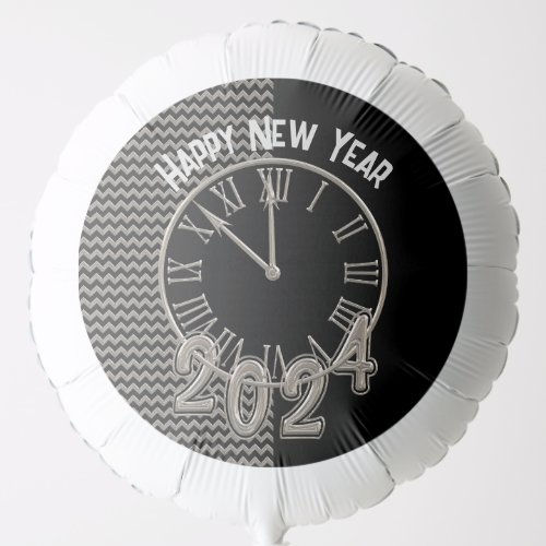 Fun Black and Silver Metallic Clock Graphic Balloon