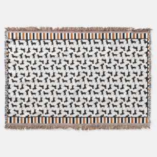 Fun Black and Tan Dachshunds Doxies Pattern Throw Blanket