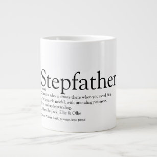 Fun Black and White Best Ever Stepfather Stepdad Giant Coffee Mug