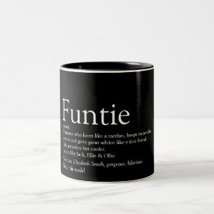 Fun Black and White Funtie Aunt Auntie Definition Two-Tone Coffee Mug