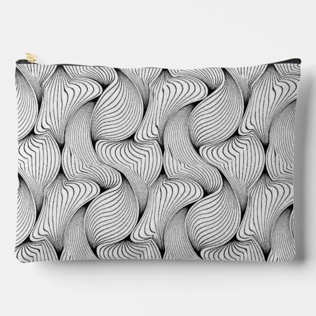 Fun Black and White Interwoven Lines Accessory Pouch (Front)