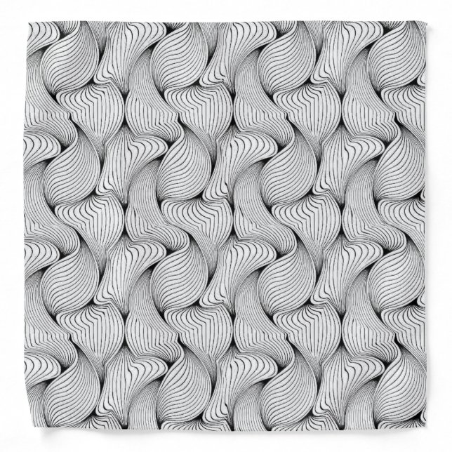 Fun Black and White Interwoven Lines Bandana (Front)