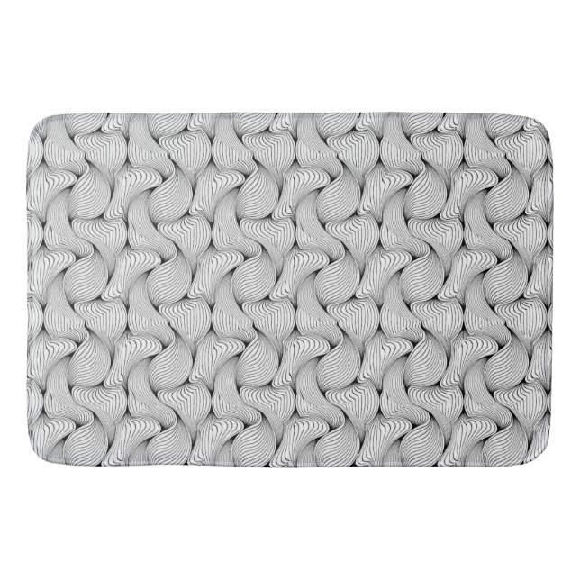 Fun Black and White Interwoven Lines Bath Mat (Front)