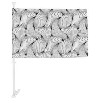 Fun Black and White Interwoven Lines Car Flag