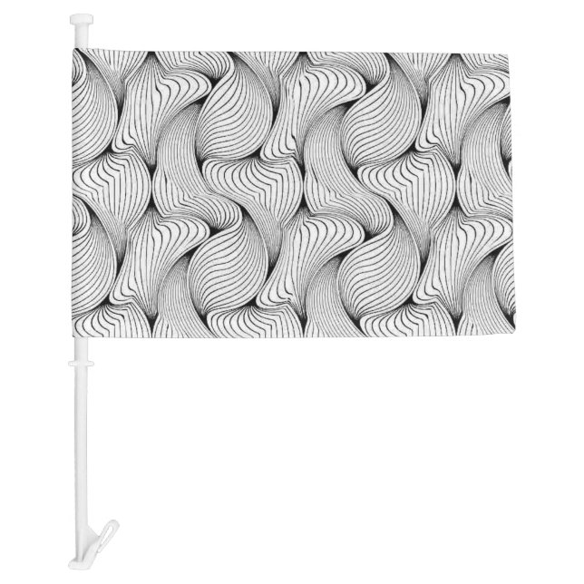 Fun Black and White Interwoven Lines Car Flag (Front)