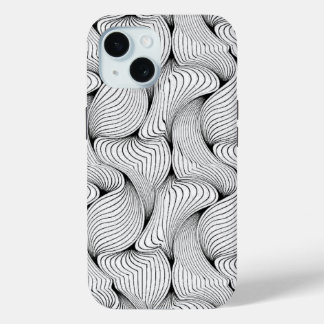 Fun Black and White Interwoven Lines iPhone 15 Case