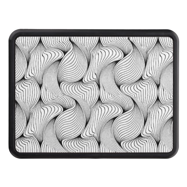 Fun Black and White Interwoven Lines Hitch Cover (Front)