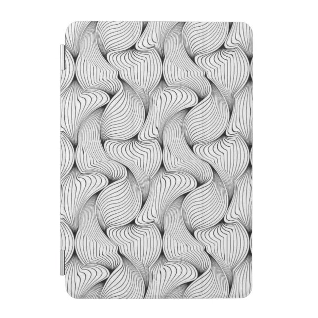 Fun Black and White Interwoven Lines iPad Mini Cover (Front)